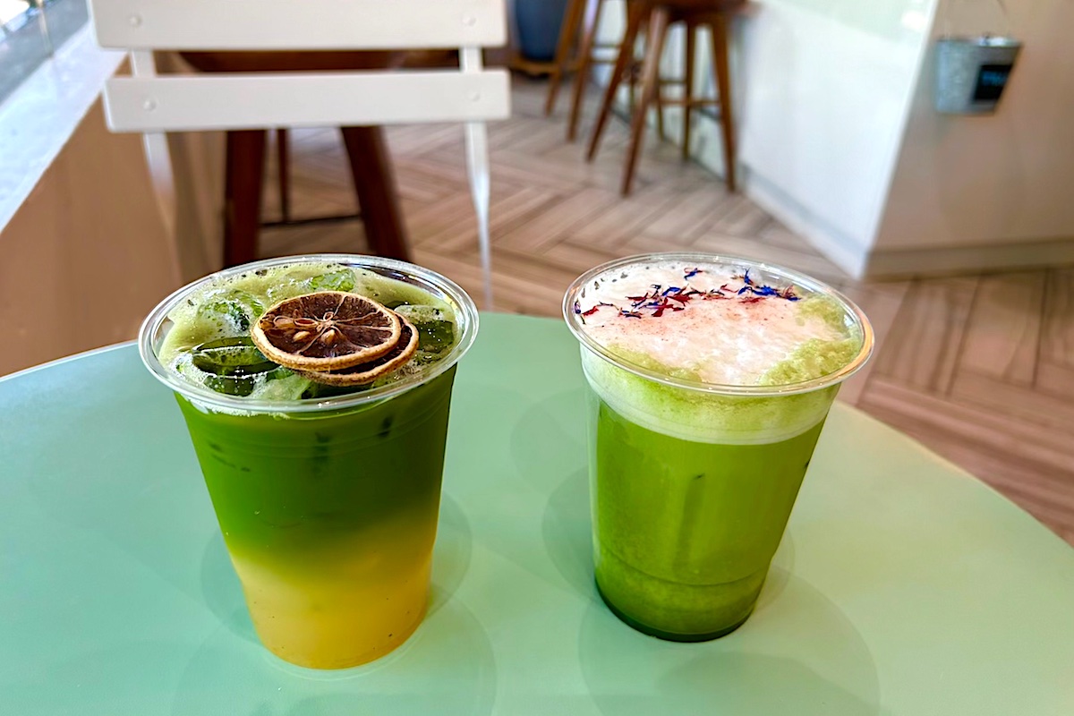 matcha drinks at café lapin