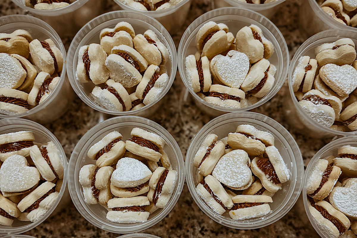 Alfajores Cookies in containers