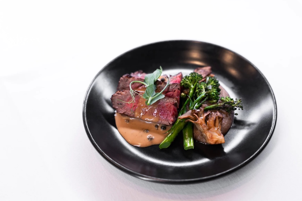Wagyu strips on black plate for hale ‘aina gala